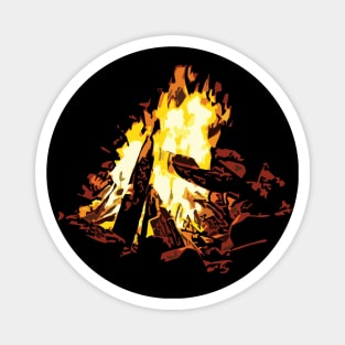 Camping Campfire Burning Wood Magnet